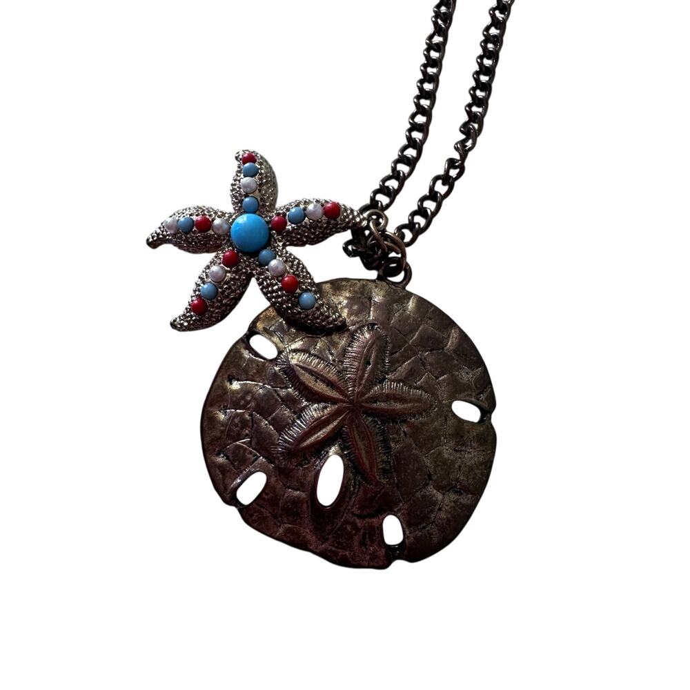 Vintage Starfish & Sand Dollar Pendant Necklace - 19"